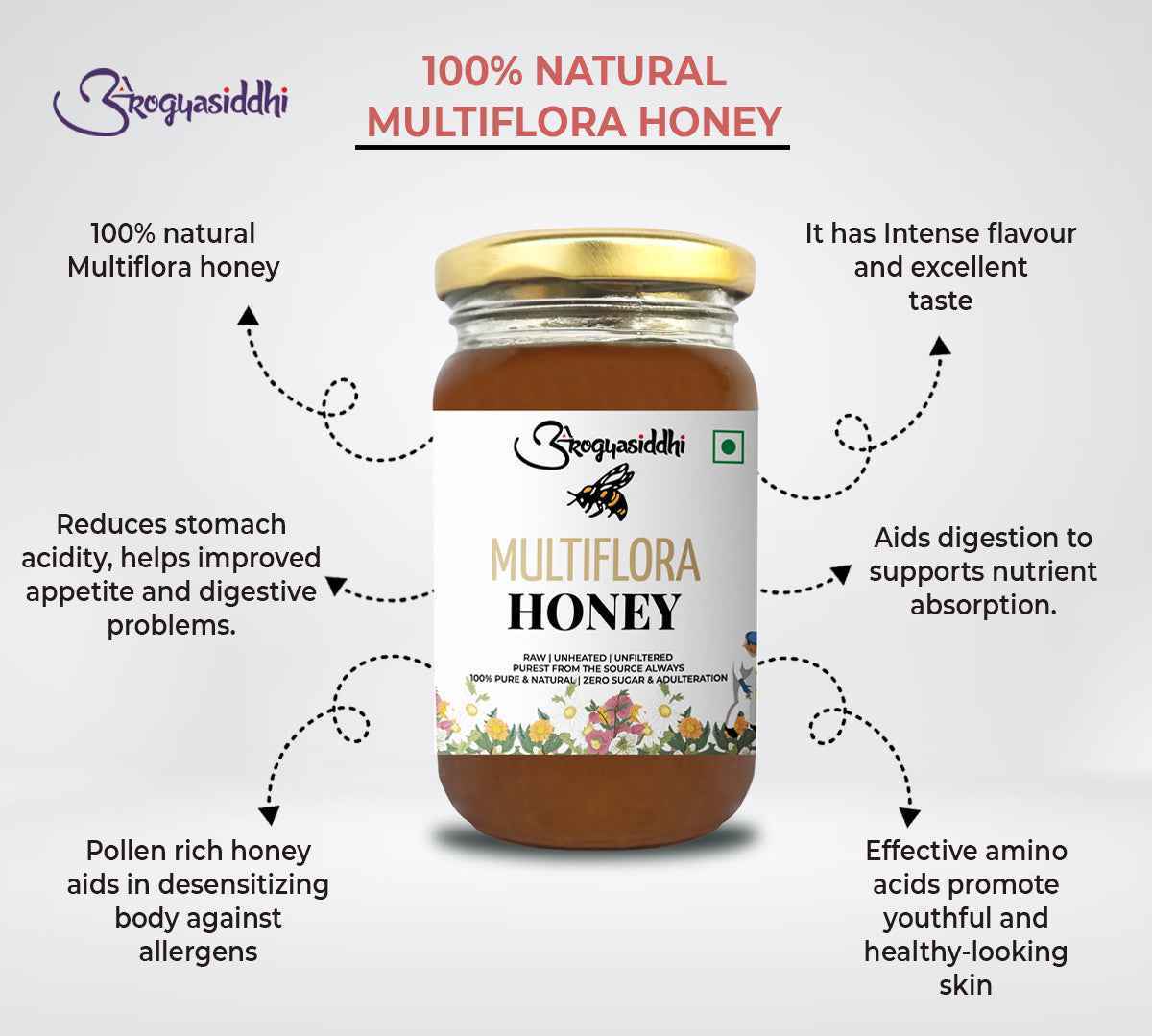 Multiflora Honey Pure Natural & Organic Honey 500gm