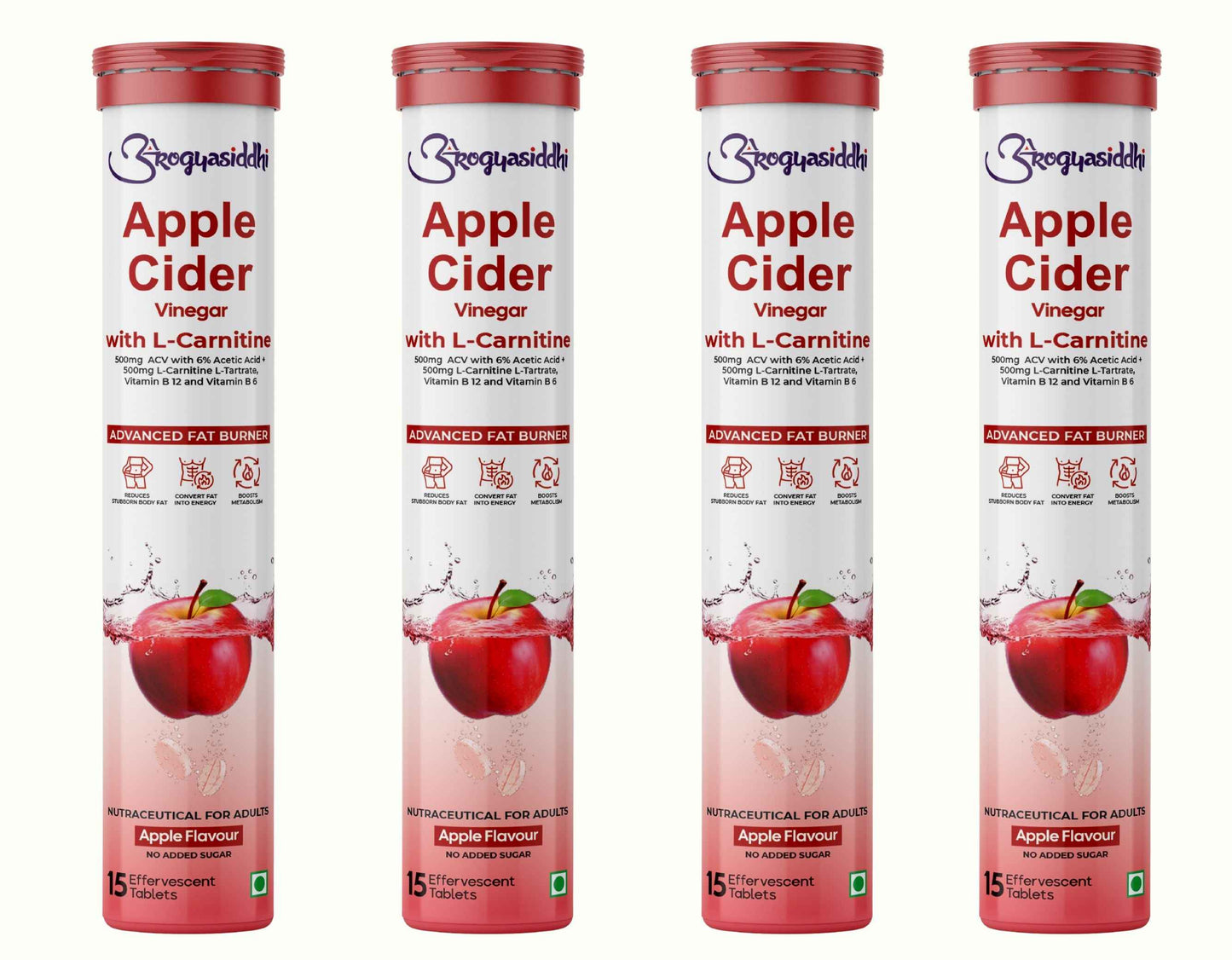Apple Cider Vinegar 500mg with L-Carnitine 500mg, Advanced Fat Burner ( 60 Effervescent Tablets )
