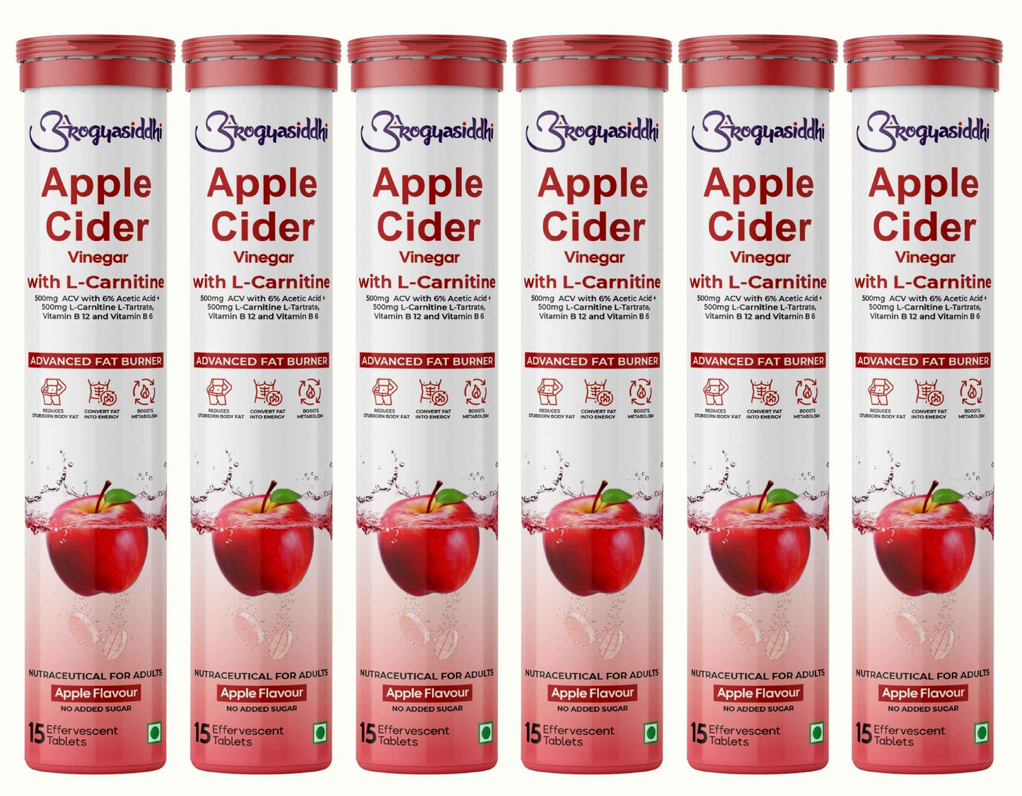 Apple Cider Vinegar 500mg with L-Carnitine 500mg, Advanced Fat Burner ( 90 Effervescent Tablets )