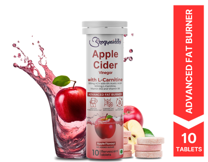 Apple Cider Vinegar 500mg with L-Carnitine 500mg, Advanced Fat Burner ( 10 Effervescent Tablets )