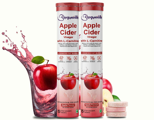 Apple Cider Vinegar 500mg with L-Carnitine 500mg, Advanced Fat Burner ( 30 Effervescent Tablets )