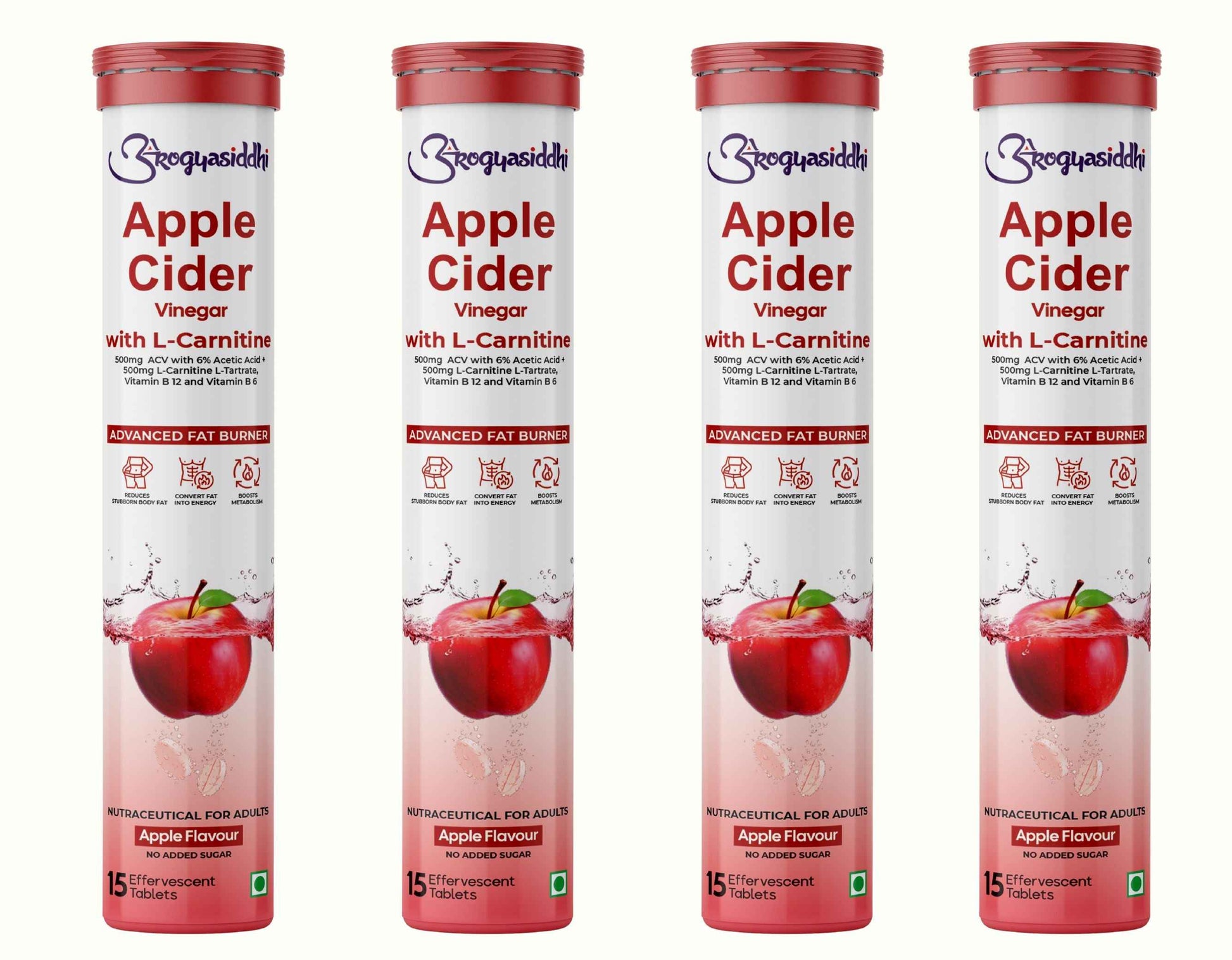 Apple Cider Vinegar 500mg with L-Carnitine 500mg, Advanced Fat Burner ( 60 Effervescent Tablets )