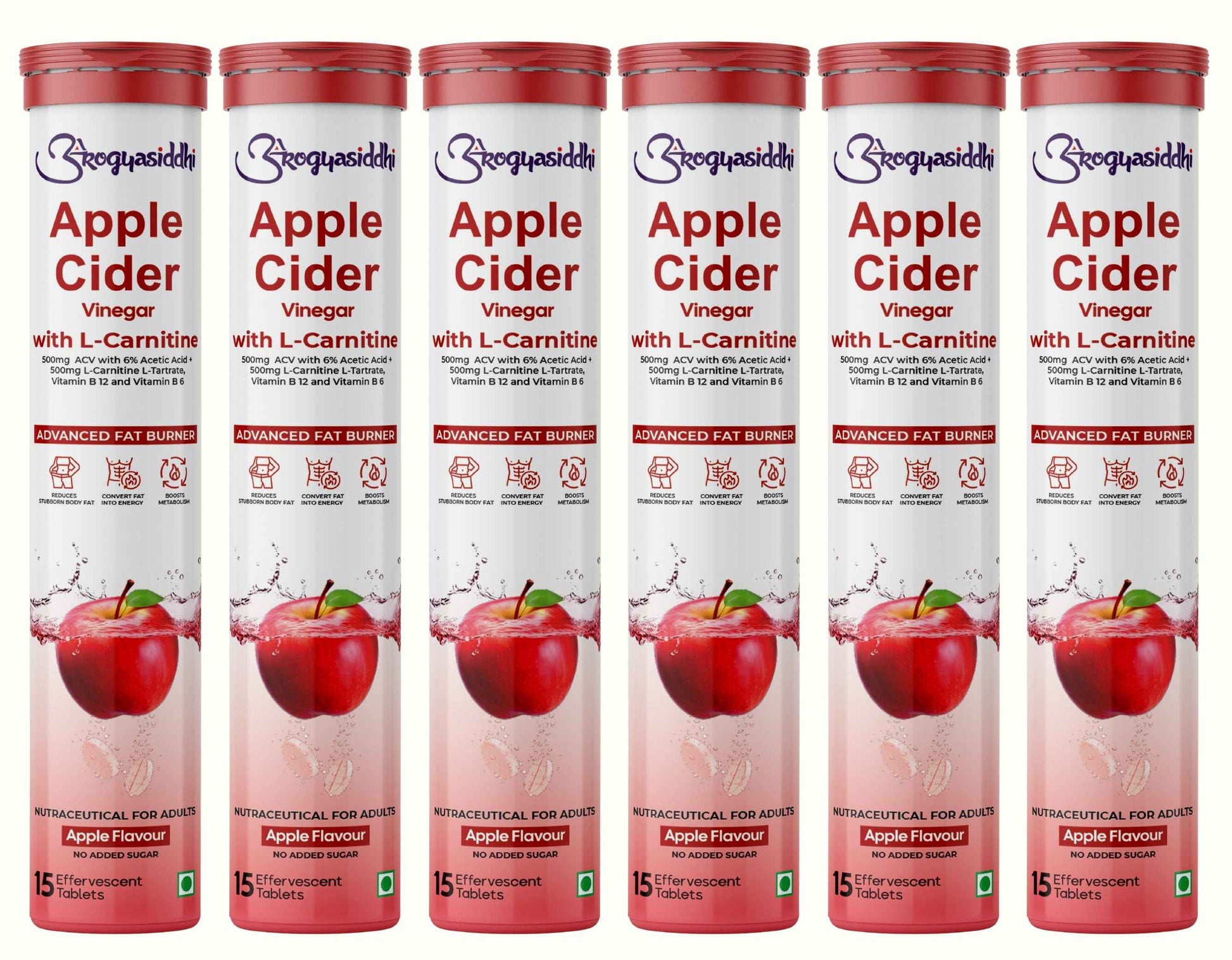 Apple Cider Vinegar 500mg with L-Carnitine 500mg, Advanced Fat Burner ( 90 Effervescent Tablets )